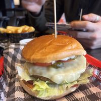 Vegan cheeseburger & the besT CHIPS  at Burger Junkie in Launceston