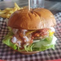 Spicy vegan burger at Burger Junkie in Launceston