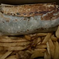 Seitan wrap with fries at Kale My Name in Chicago