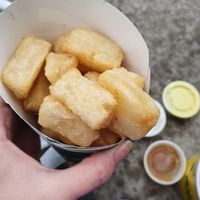 Fried Yuca and vegan sauces  at Pollo Tropical in Casselberry