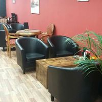 Relaxed seating area. at Kimberleys Vegan Cafe in Torquay