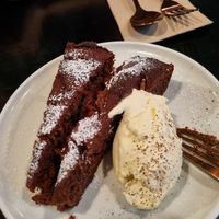 Pear and chocolate cake (photo taken after we'd split it for sharing) at Nonna's Nightmare in West End