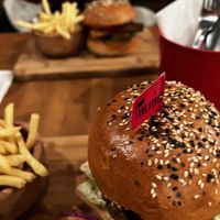Vegan Caesar burger (front) and vegan cheeseburger (back)  at The Street  in Prague