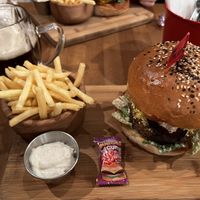 Vegan Caesar burger, fries, vegan dip  at The Street  in Prague