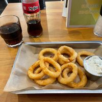 Onion rings with Herb dip  at The Street  in Prague