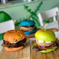 Orange Crunch
Tropicana Burger
Riviera Blue Burger  at Five Buns in South East London