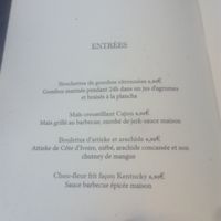 Starters menu at L'Embuscade in Paris