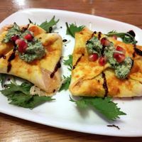 Feuilletés with plantain, feta, tomato and arugula pesto at L'Embuscade in Paris