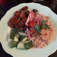 Attieké with aubergines and sweet potato  at L'Embuscade in Paris