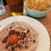 Bean dip with banana chips at L'Embuscade in Paris