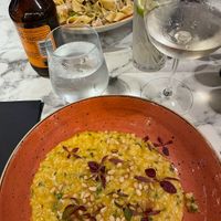 Vegan risotto (no longer on the menu) and carbonara opposite (not vegan)  at Sabatini in Exeter