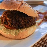 vegan burger at Fonda Al Pirata in Havana