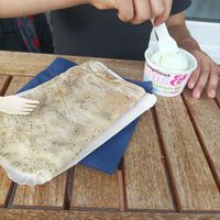 Crêpe mit Apfelmus und WaldmeisterEis at Eismanufaktur - Hamburg Eis in Hamburg