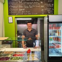 very friendly!  at Falafel Top in Leuven