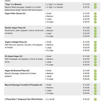 vegan menu 01 at Milano Pizza in Ottawa