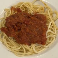 Kids spaghetti (option to add vegan meatball but our kid wanted plain)  at Queens Coach in Niagara Falls