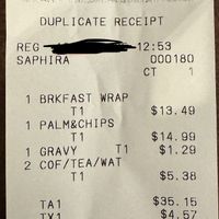 Receipt   at Queens Coach in Niagara Falls