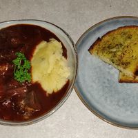 "Fransosen" - french stew with mashed potatoes at Skrymslet Under Trappan in Norrkoping