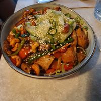 Vietnamesen, glass noodles, sesame seeds, cashew, tofu and of course delicious vegetables! at Skrymslet Under Trappan in Norrkoping