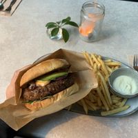 Bean patty burger  at Skrymslet Under Trappan in Norrkoping