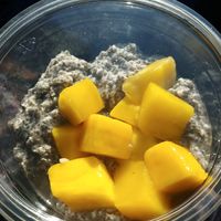 Chia pudding with mango at Hé Jij in Katwijk Aan Zee