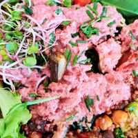 Hummus grilled veggies salad at Hé Jij in Katwijk Aan Zee