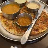 Mixed Vegetable Uttappam (front) at Navaratna in Stamford