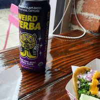 Asada taco and weird Yerba   at Chicana Vegana in Fullerton