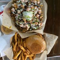 Nachos and burger  at Chicana Vegana in Fullerton