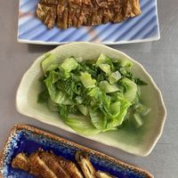 Kabayaki (蒲燒カバヤキ), boiled veggies (燙青菜), tofu skin intestines (豆腸) at ĒMíTuóFó Ài Nǐ Ō 阿彌陀佛愛你喔 in Taichung