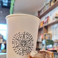 Mysticcino (10 mushrooms) with a Blueberry Almond Vegan Gluten-Free cake at Mystic Coffee in Hollywood