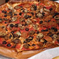 The vegan cowboy minus the vegan cheese at Fat Daddy's Pizzeria in Provo