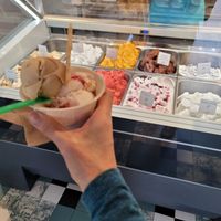 Stroopwafels and strawberry cheesecake flavors yum! at IceLab NiceCream Creations in Antwerpen