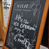 Street sign at IceLab NiceCream Creations in Antwerpen