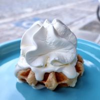 Luikse wafel with whip cream at IceLab NiceCream Creations in Antwerpen
