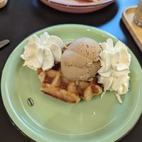 Lükse waffle with coffee ice cream and whipped cream at IceLab NiceCream Creations in Antwerpen
