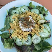 Salad + crab cake  at Root 66 Cafe in Santa Fe