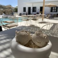 Ice cream (vanilla and pistachio)  at Koukoumi Hotel in Mykonos
