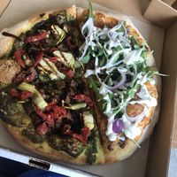 Half artichoke pesto “chicken” and half Buffalo cauliflower at Flatbread & Butter in St Petersburg