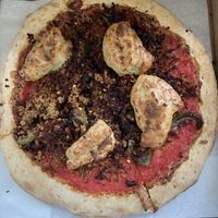 Sauzage and Pepper Pizza with cashew ricotta and seitan sausage.  at Flatbread & Butter in St Petersburg
