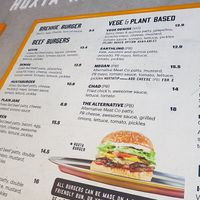 Menu at Huxtaburger in Redfern