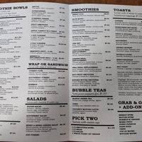 Menu at PoPsy in Tupelo