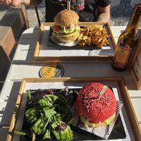 Beet Burger + Double Mush Burger  at BEIJU HEALTHY FUN FOOD in Cascais