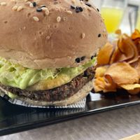 Burger and fries at BEIJU HEALTHY FUN FOOD in Cascais