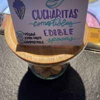 Vegan edible spoons at Toto Ice Cream & Coffee in Madrid