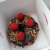 Rasberry Crossnut with chocolate filling. at Royal Donuts in Dusseldorf