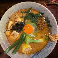 Peanut sesame sauce spicy miso dandan ramen (花生胡麻麻辣擔擔拉麵) at Vegan Bowl 一碗食舖 - Yī Wǎn Shí Pù in Puli