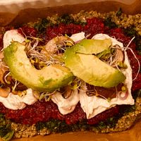 Deep dish pizza never like it at Zest Raw Vegan Eats in Chicago