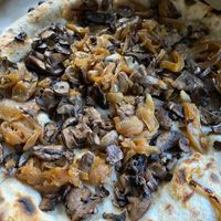 Mushroom and onion pizza at Hank's in Petaluma