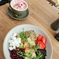 Salad with vegan feta/lentil/vegan chicken at Kringel in Tallinn